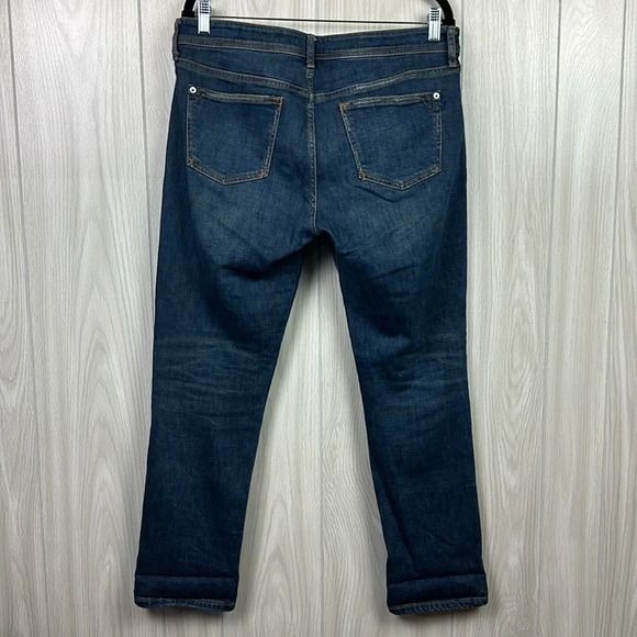 Pilcro Womens Jeans 29 Dark Wash Straight‎ Leg Cotton Pants Hole High Rise - Picture 9 of 9